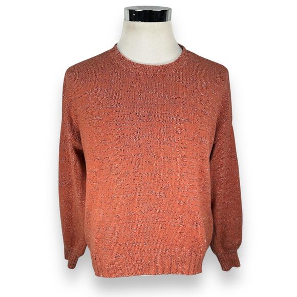 Free People FP Beach Sweater Women’s Small Orange Long Sleeve Pullover Knitted - Picture 1 of 10